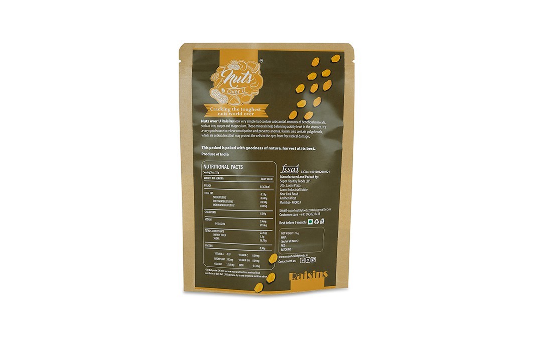 Nuts Over U Raisins (Golden)    Pack  1 kilogram